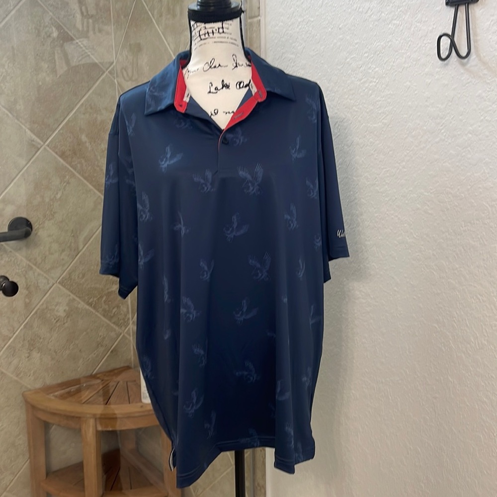 Walter Hagen Blue Golf Shirt with Eagles Size XL, worn once. Polyester/Spandex